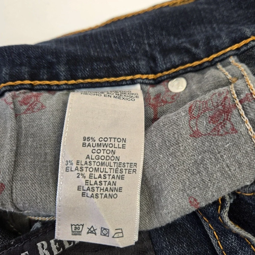True Religion Mens Ricky‎ Relaxed Straight Leg Jeans Size 36 Flap Pocket Denim